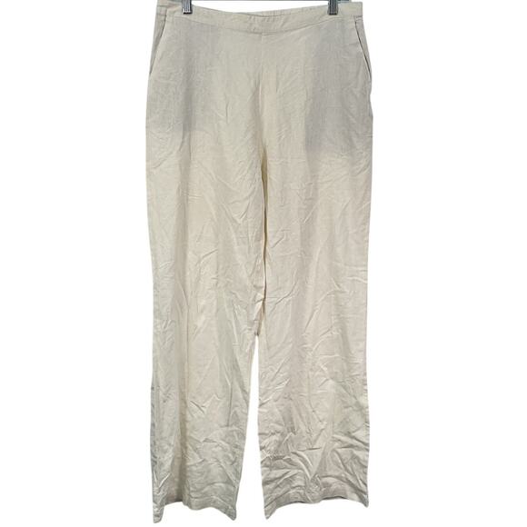 Chadwicks Cream Linen Blend Wide Leg Trouser Pants Women's Size 14 Pre-Owned - Picture 1 of 4